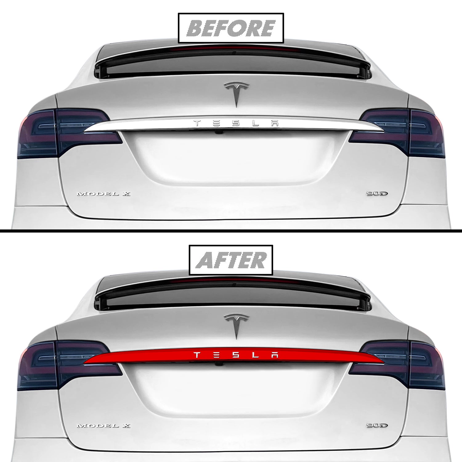 2016-2021 Tesla Model X | Rear Trunk Trim Chrome Delete PreCut Vinyl Wrap