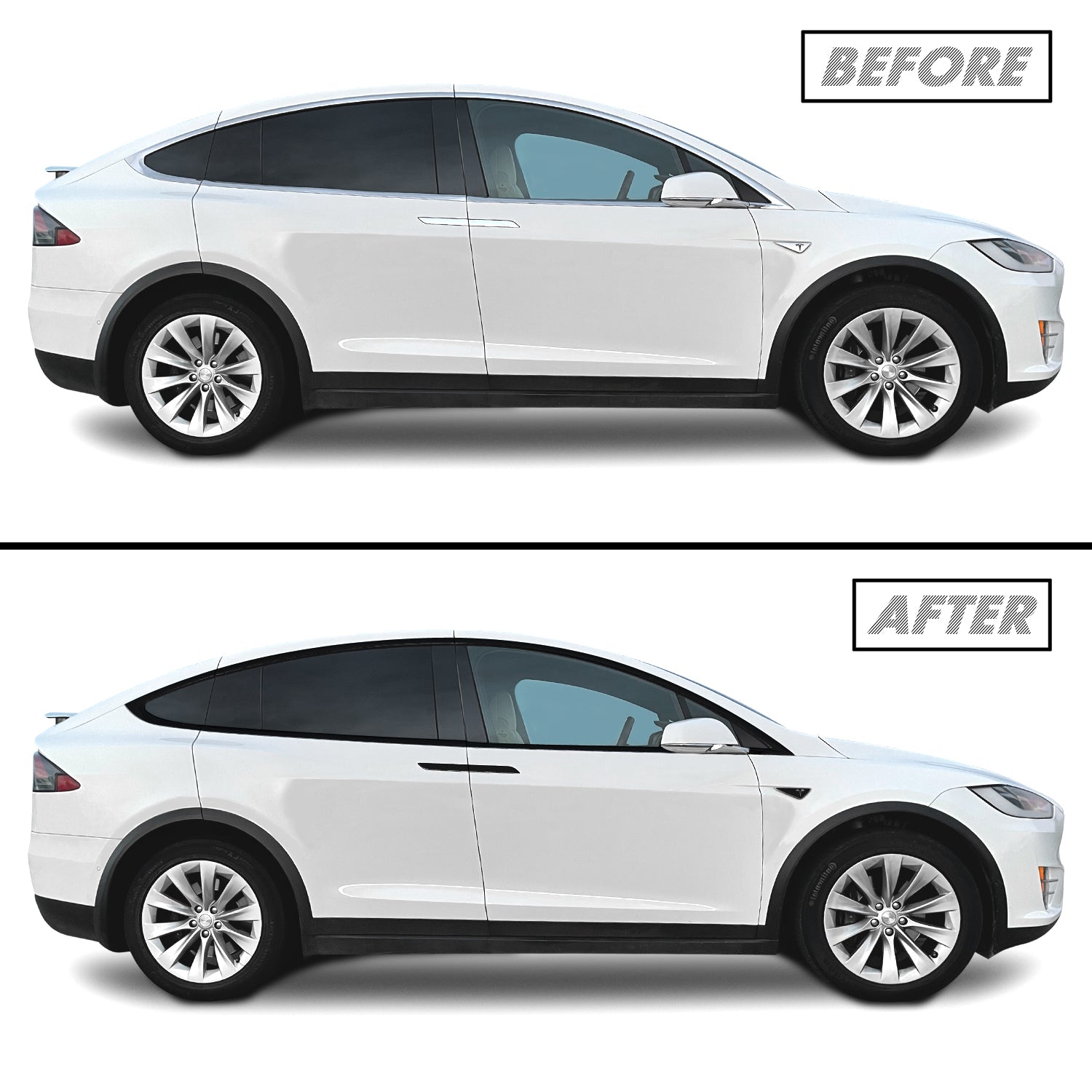 2016-2021 Tesla Model X | Window Trim Combo Chrome Delete PreCut Vinyl Wrap