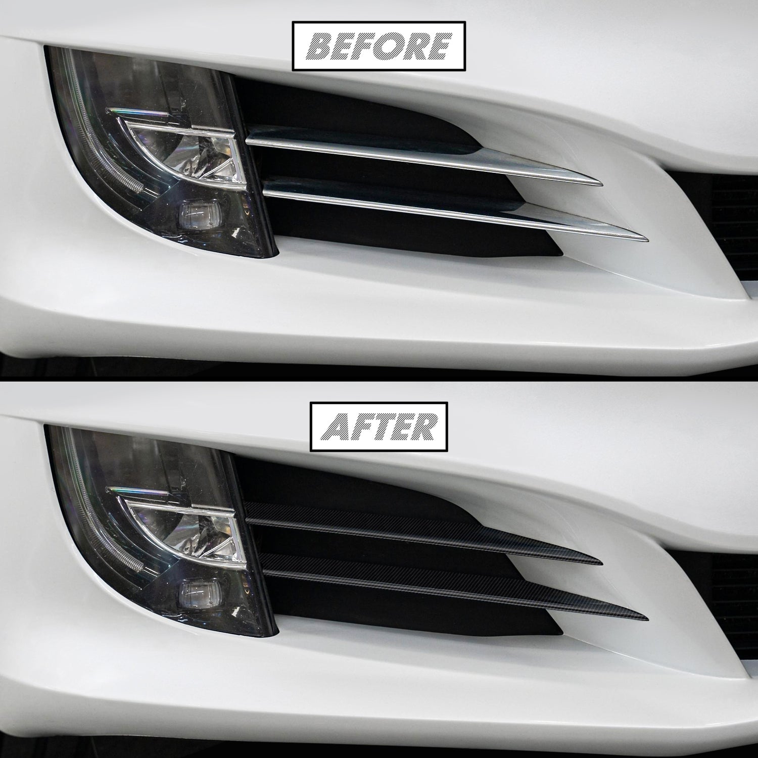 2016-2020 Tesla Model S | Front Bumper Side Grill Trim Chrome Delete PreCut Vinyl Wrap