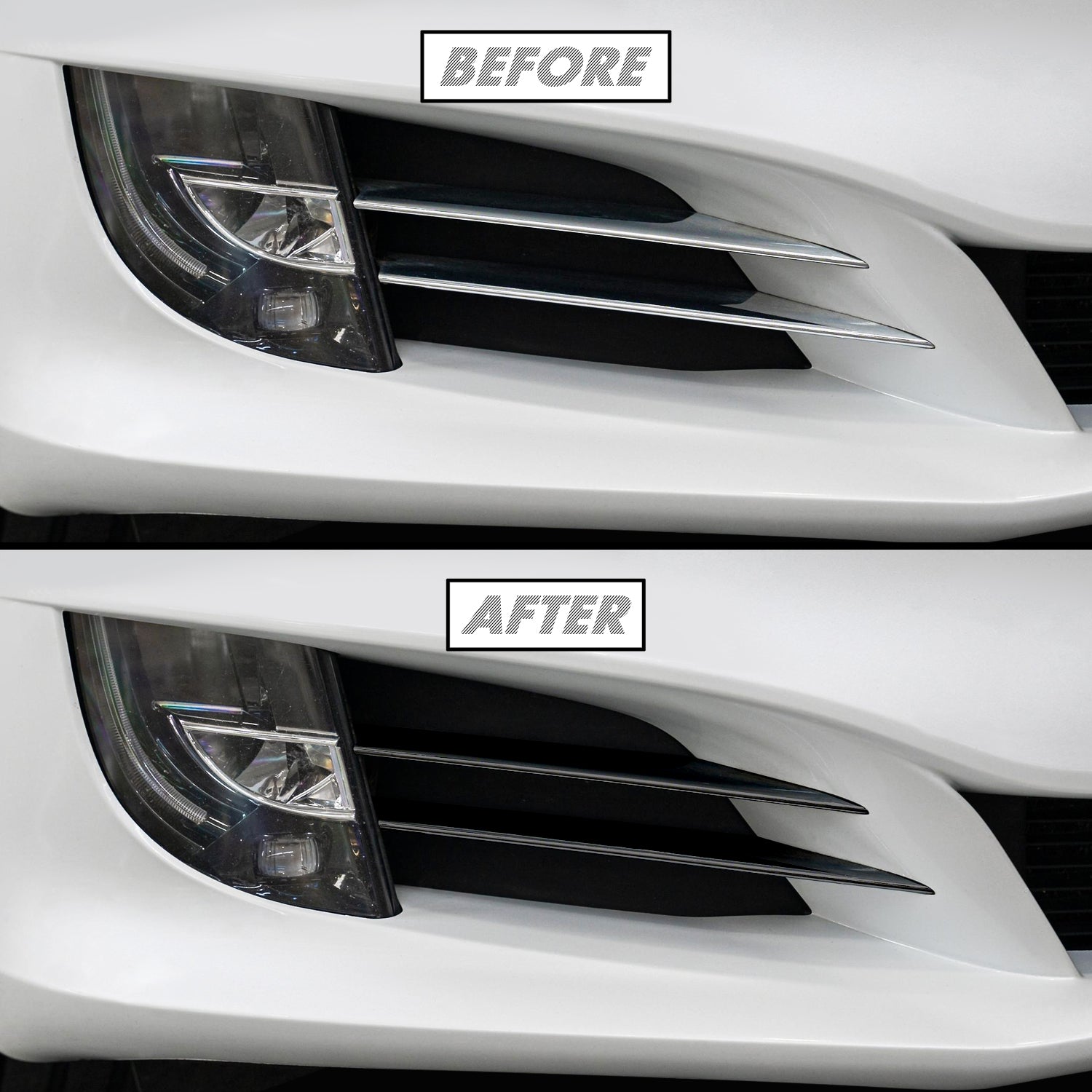 2016-2020 Tesla Model S | Front Bumper Side Grill Trim Chrome Delete PreCut Vinyl Wrap