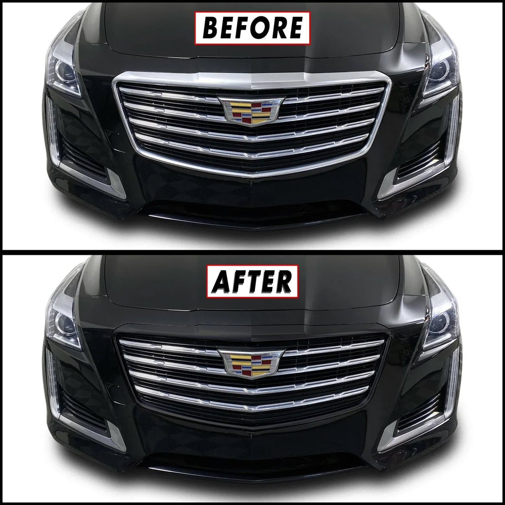2015-2019 Cadillac CTS | Outer Front Grill Trim Chrome Delete PreCut Vinyl Wrap