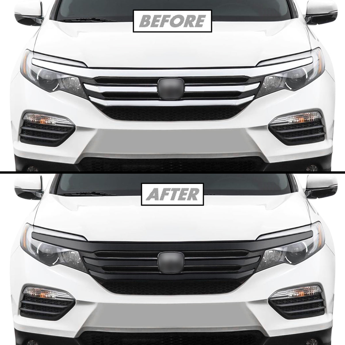 2016-2018 Honda Pilot | Front Grill Trim Chrome Delete PreCut Vinyl Wrap