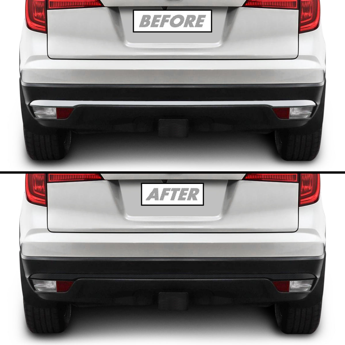 2016-2018 Honda Pilot | Rear Bumper Diffuser Trim Chrome Delete PreCut Vinyl Wrap