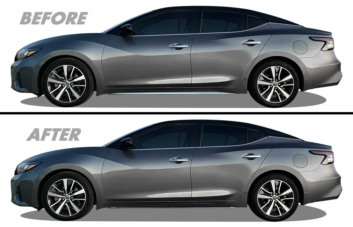 2019-2023 Nissan Maxima | Side Skirt Trim Chrome Delete PreCut Vinyl Wrap