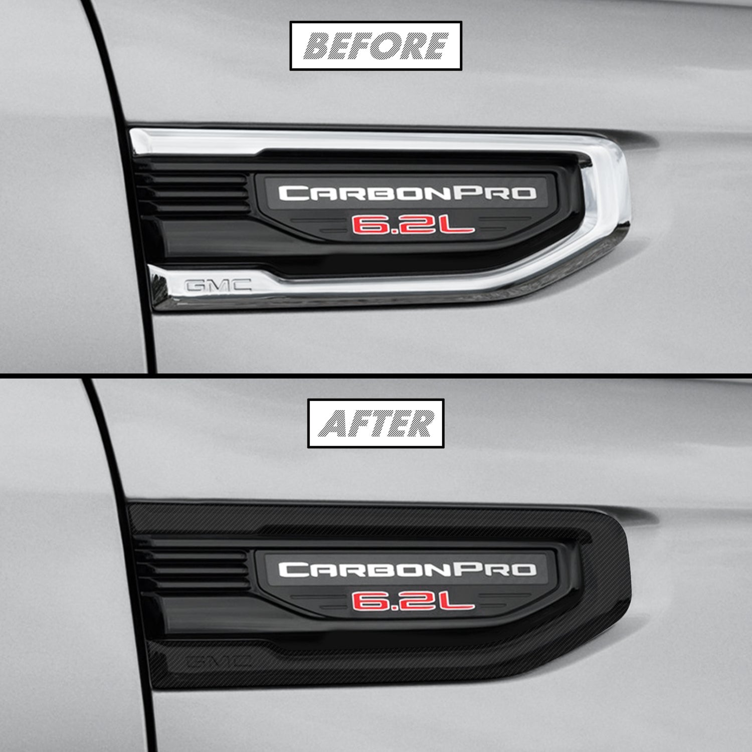 2019-2026 GMC Sierra 1500 | Fender Vent Trim Chrome Delete PreCut Vinyl Wrap