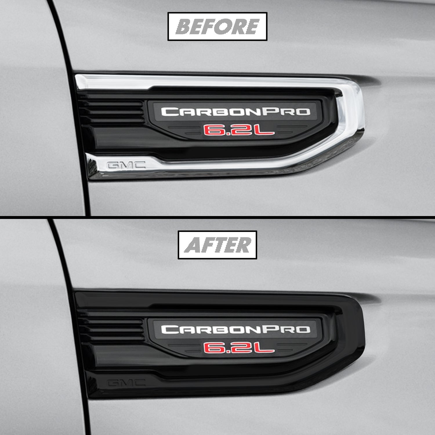 2019-2026 GMC Sierra 1500 | Fender Vent Trim Chrome Delete PreCut Vinyl Wrap