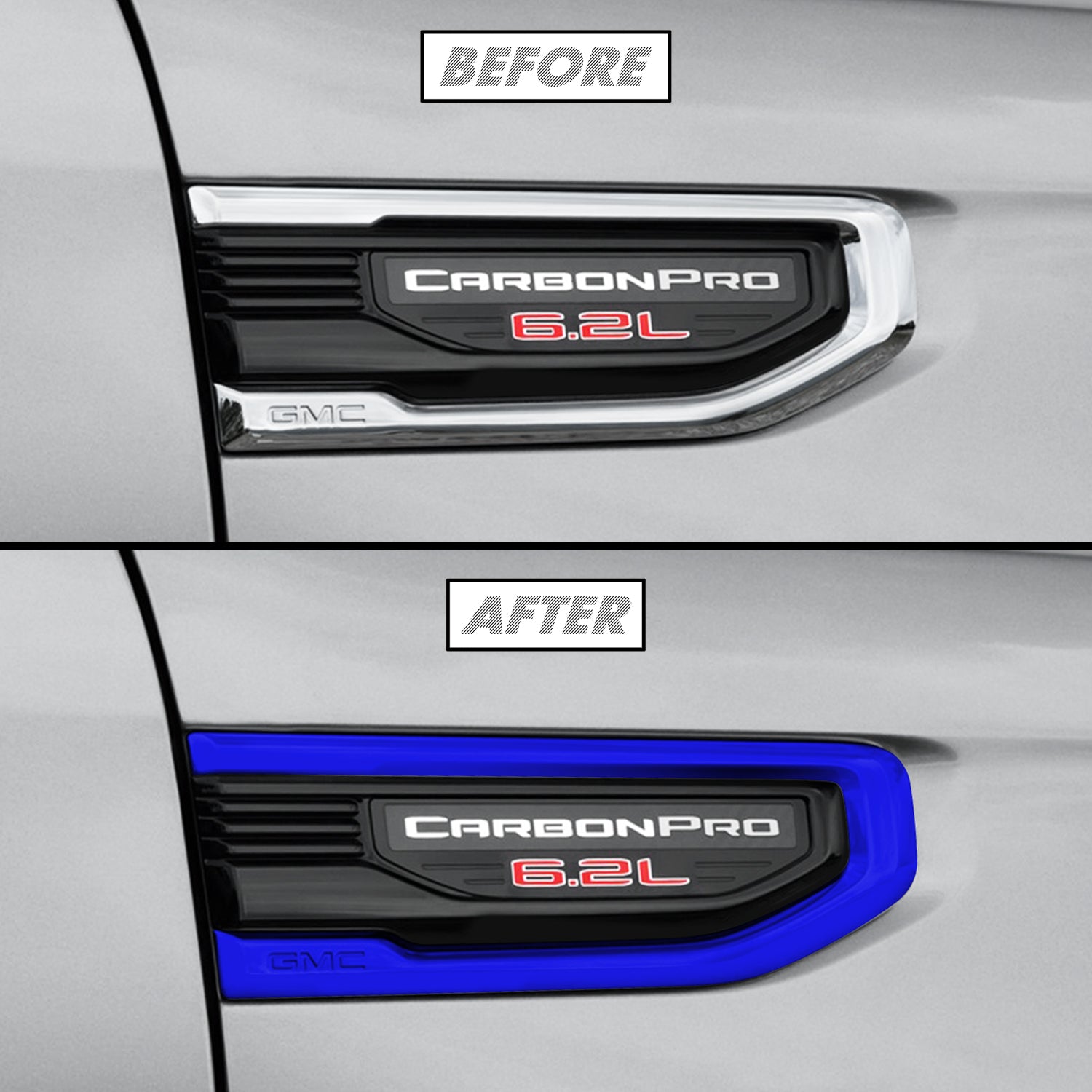 2019-2026 GMC Sierra 1500 | Fender Vent Trim Chrome Delete PreCut Vinyl Wrap