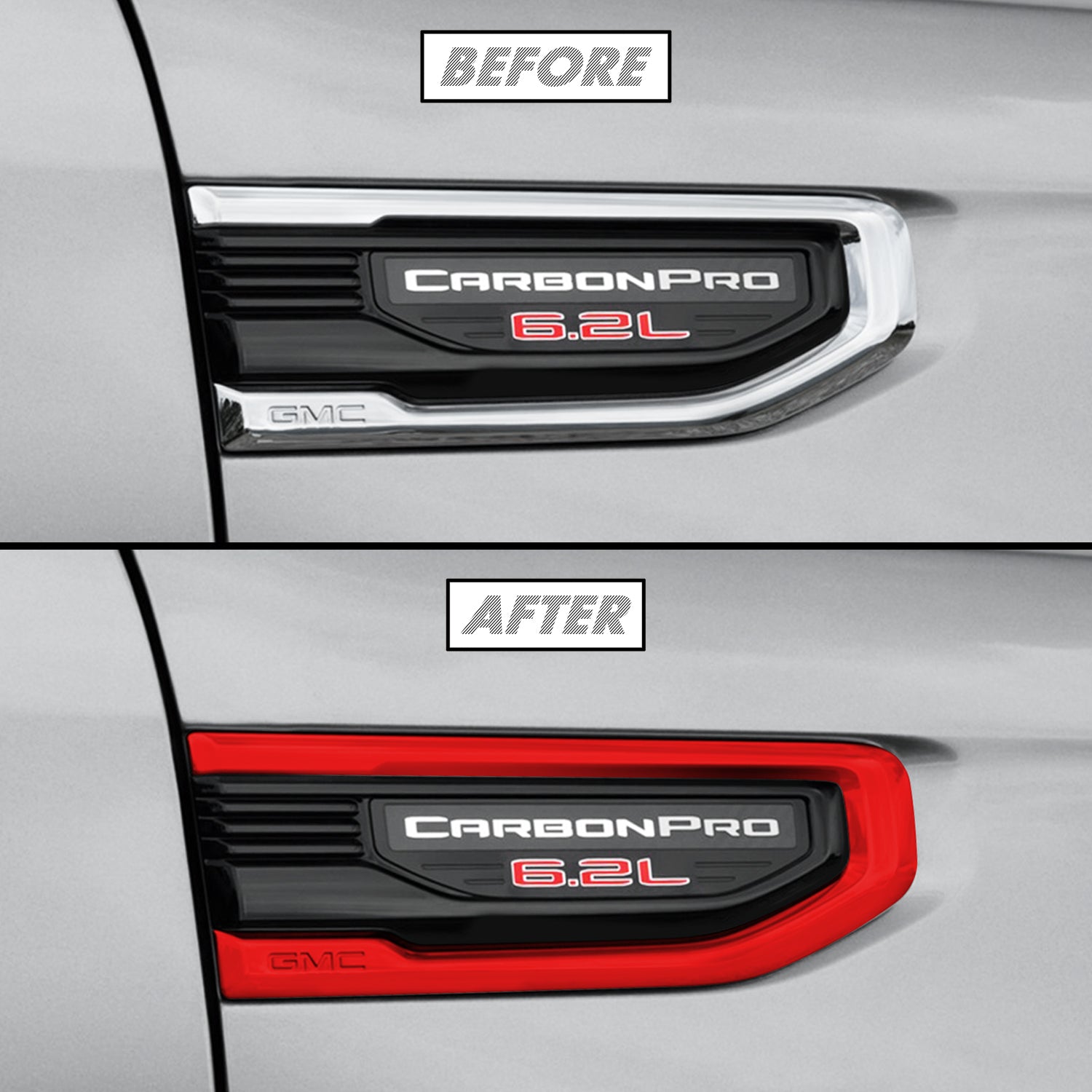 2019-2026 GMC Sierra 1500 | Fender Vent Trim Chrome Delete PreCut Vinyl Wrap