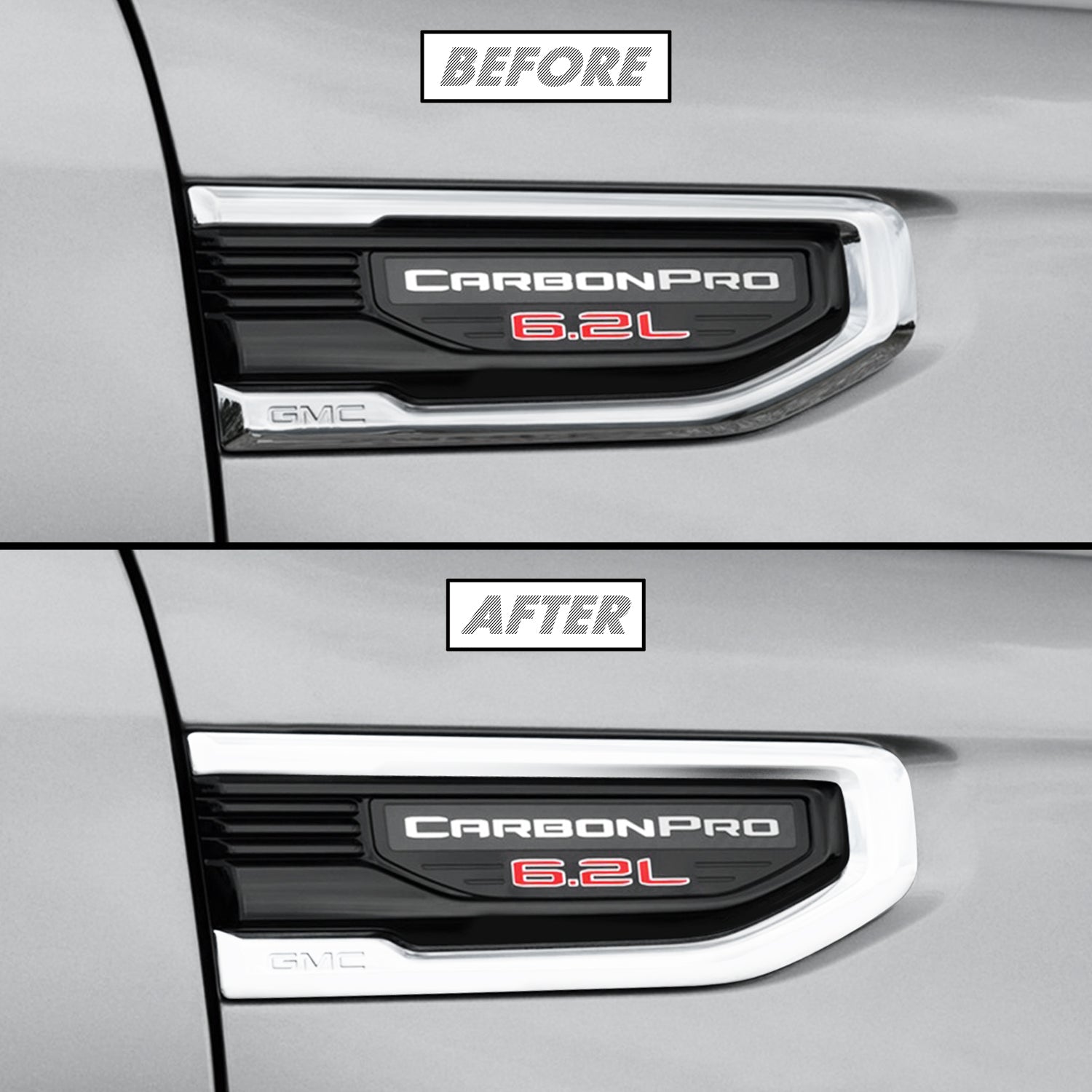 2019-2026 GMC Sierra 1500 | Fender Vent Trim Chrome Delete PreCut Vinyl Wrap