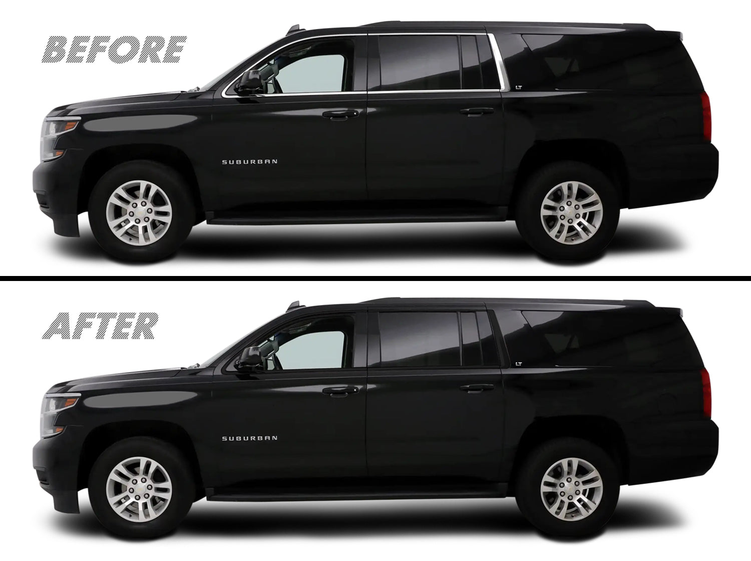 2015-2020 Chevrolet Suburban | Window Trim Chrome Delete PreCut Vinyl Wrap