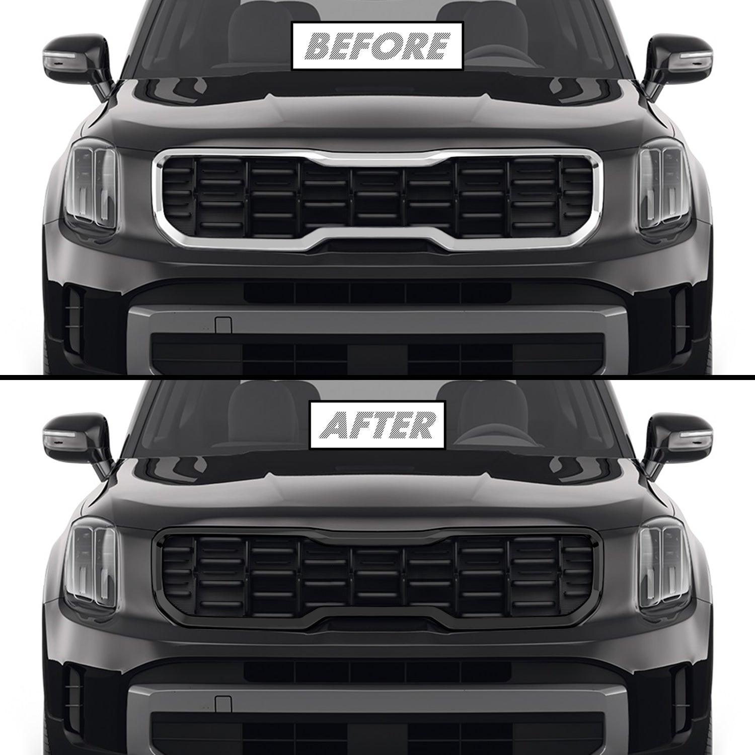 2023-2025 Kia Telluride | Front Grill Trim Chrome Delete PreCut Vinyl Wrap