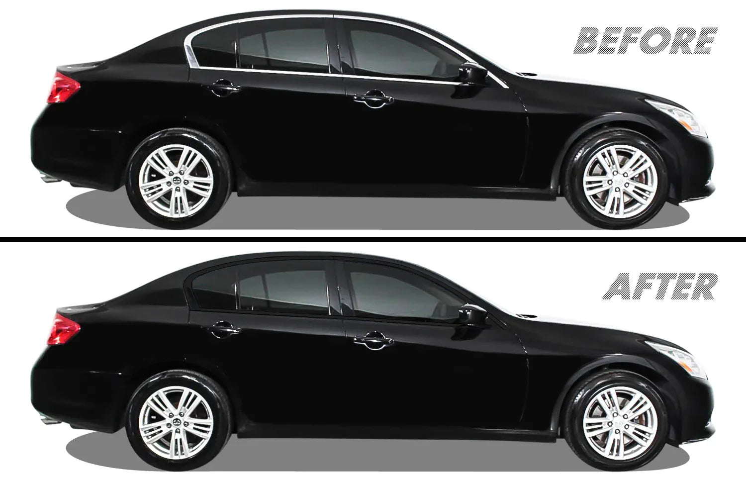 2007-2008 Infiniti G35 Sedan | Window Trim Chrome Delete PreCut Vinyl Wrap