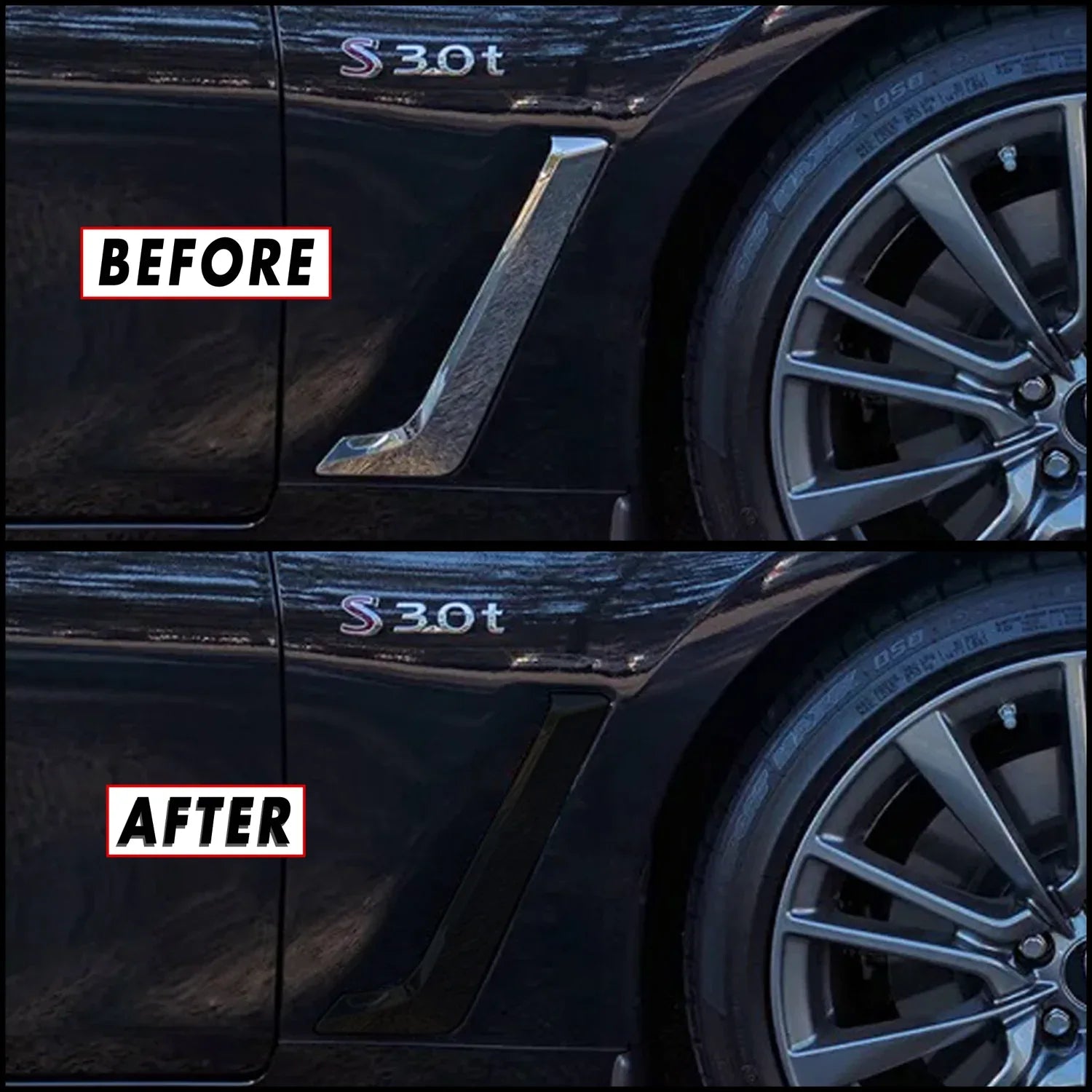 2017-2022 Infiniti Q60 | Fender Vent Trim Chrome Delete PreCut Vinyl Wrap