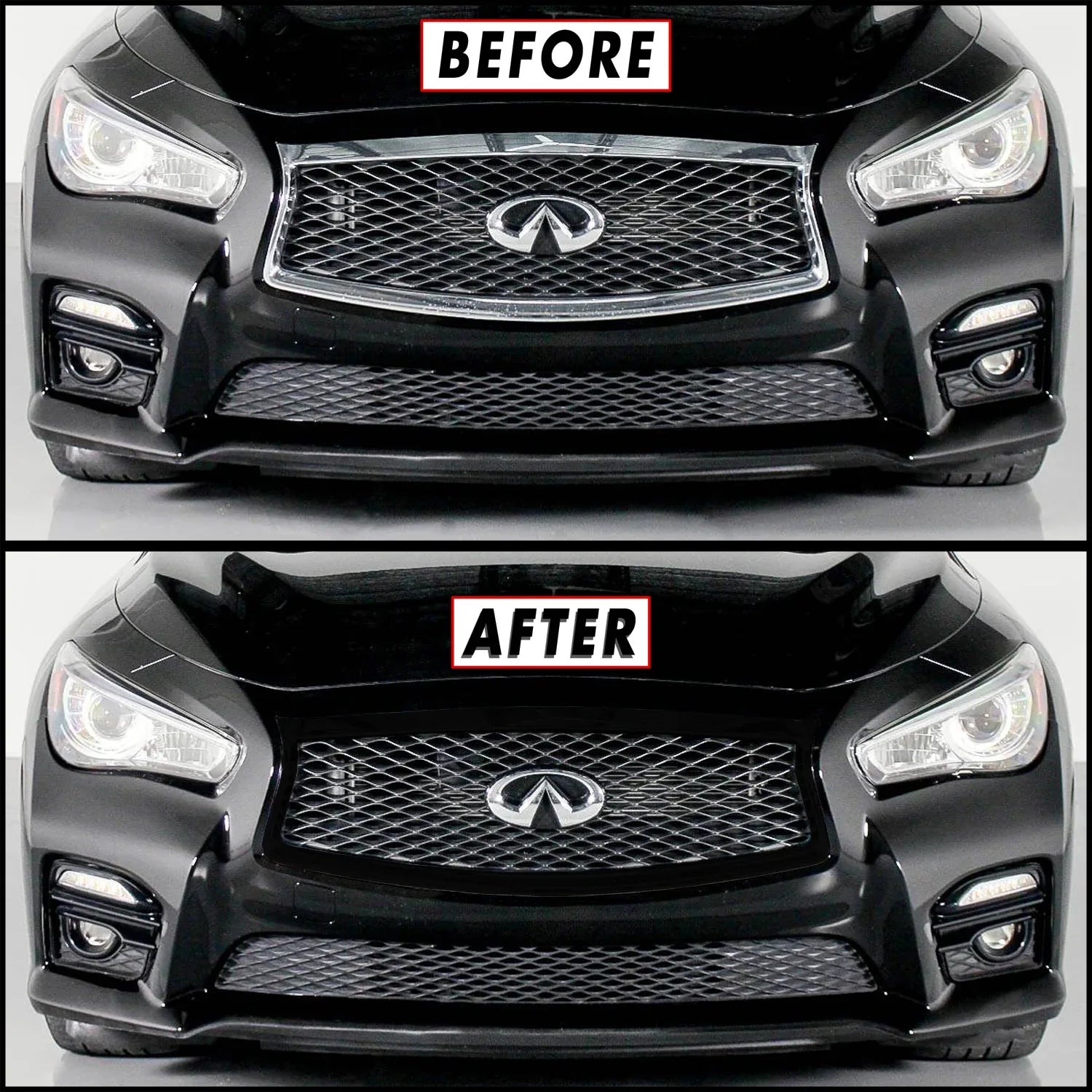 2014-2017 Infiniti Q50 | Front Grill Trim Chrome Delete PreCut Vinyl Wrap