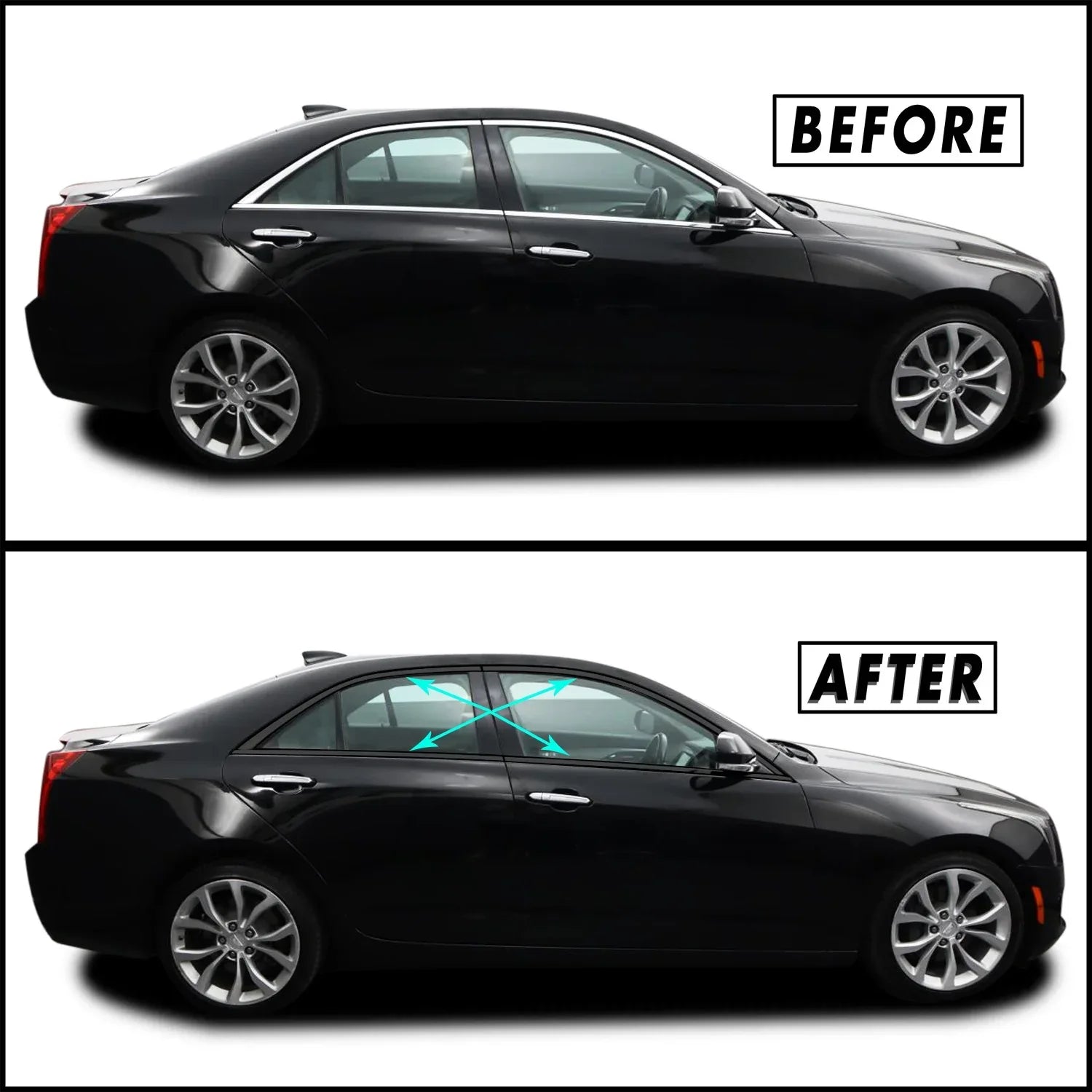 2013-2018 Cadillac ATS Sedan | Window Trim Chrome Delete PreCut Vinyl Wrap