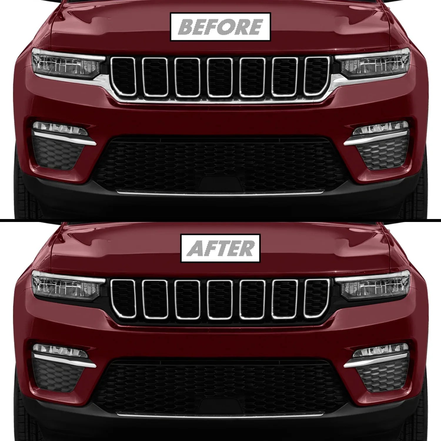 2022-2025 Jeep Grand Cherokee | Front Bumper Trim Chrome Delete PreCut Vinyl Wrap