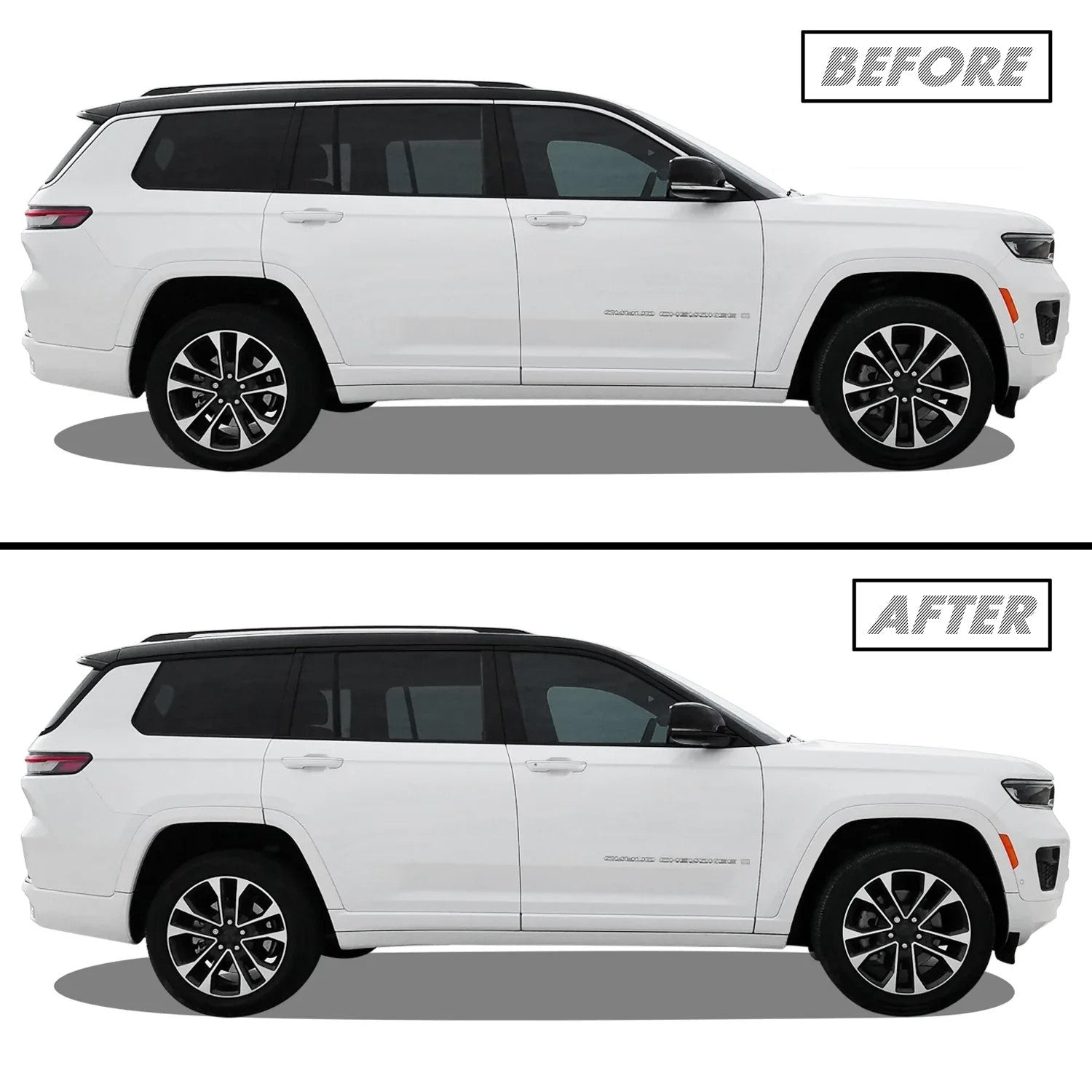 2021-2026 Jeep Grand Cherokee L | Window Trim Chrome Delete PreCut Vinyl Wrap