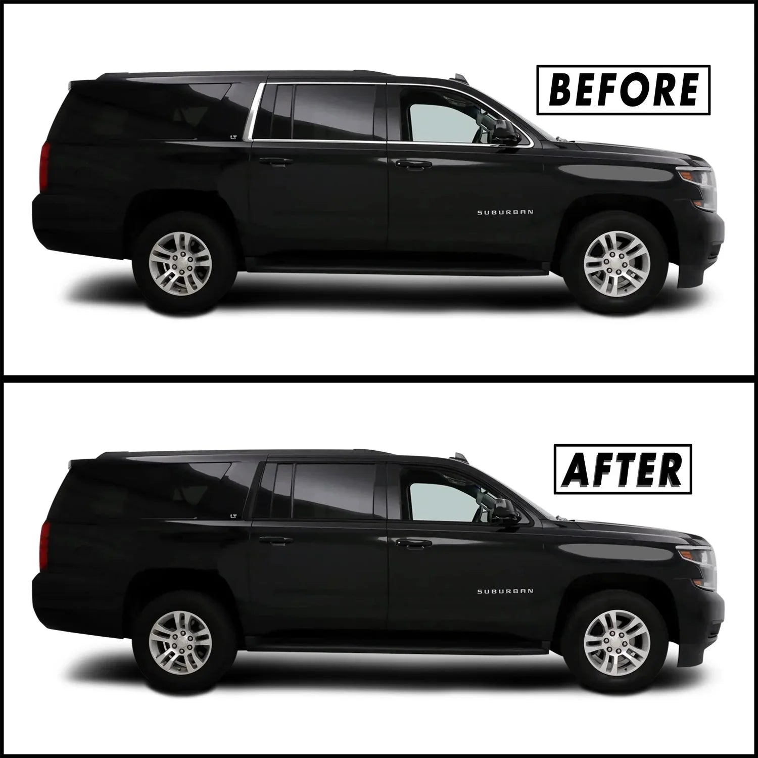 2015-2020 Chevrolet Suburban X-Cab | Window Trim Chrome Delete PreCut Vinyl Wrap
