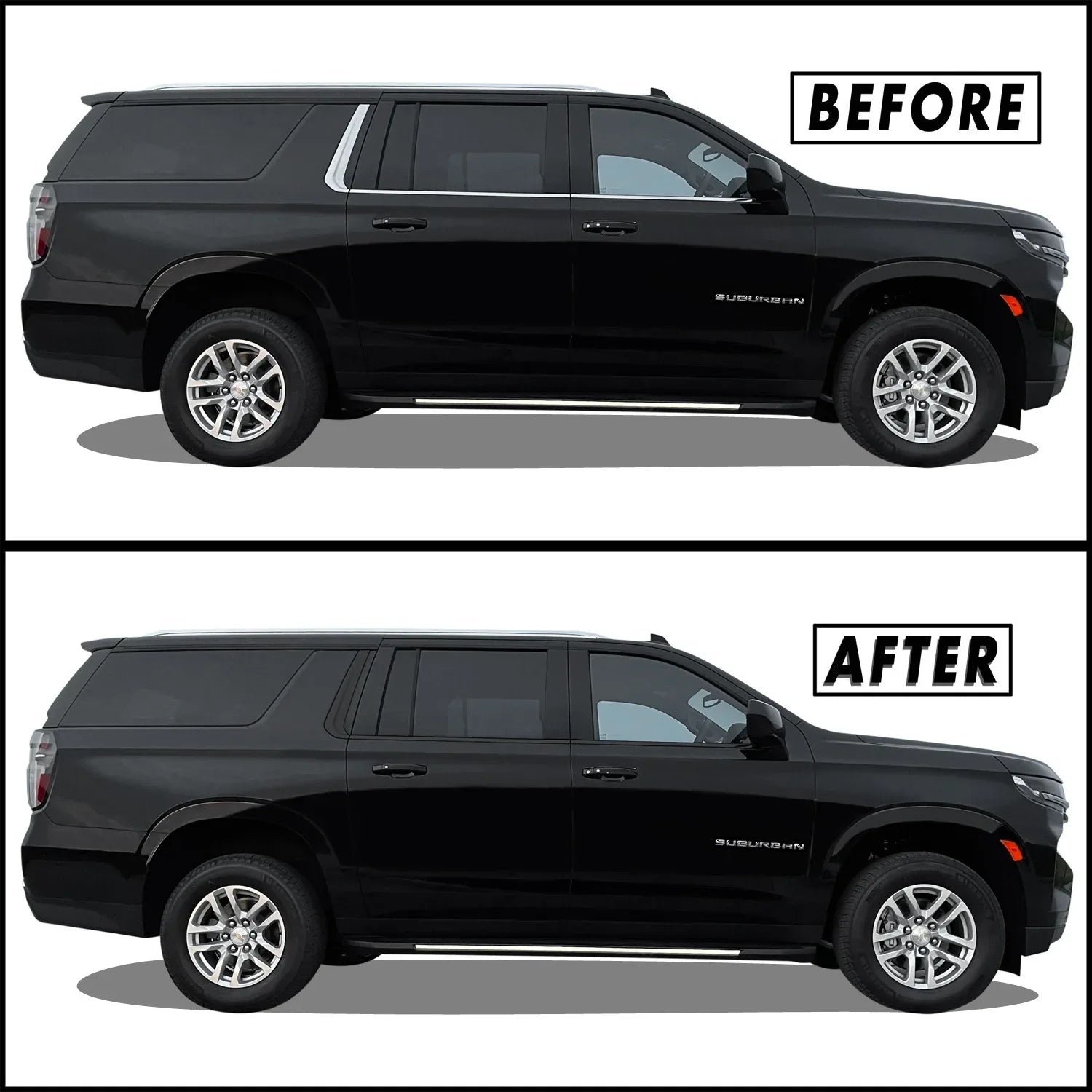 2021-2023 Chevrolet Suburban | Window Trim Chrome Delete PreCut Vinyl Wrap