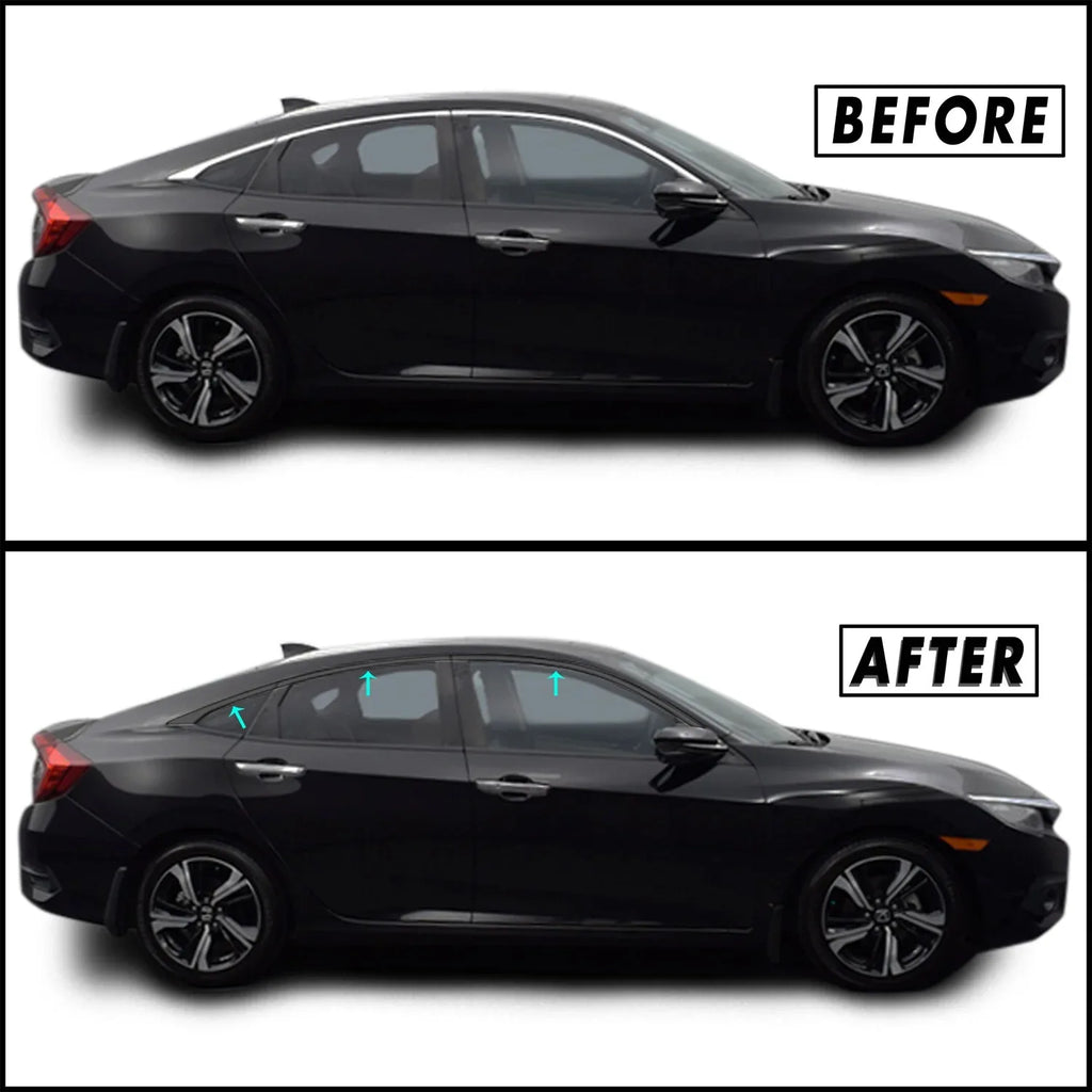 2016-2021 Honda Civic Sedan | Window Trim Chrome Delete PreCut Vinyl Wrap