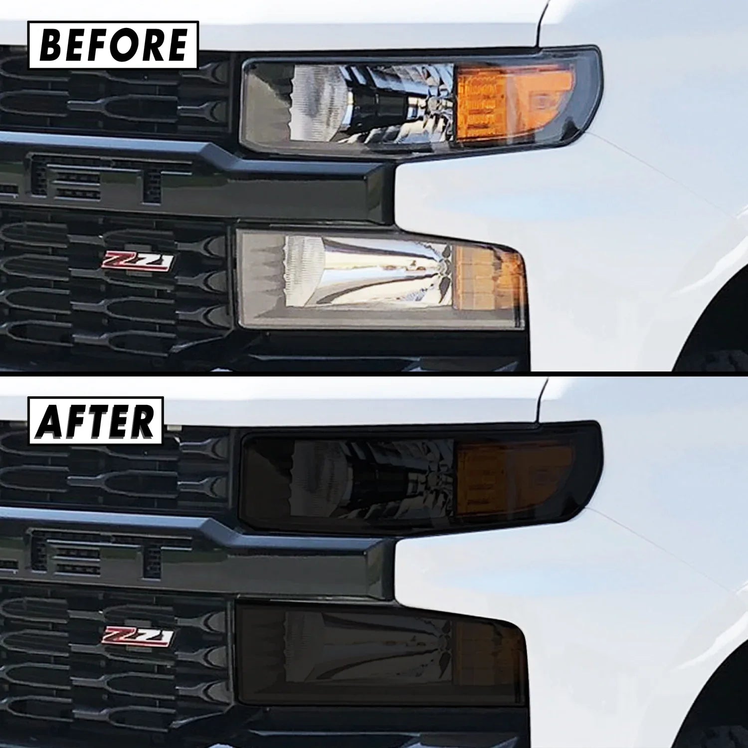2019-2021 Chevrolet Silverado 1500 Custom Model | Headlight PreCut Tint Overlays