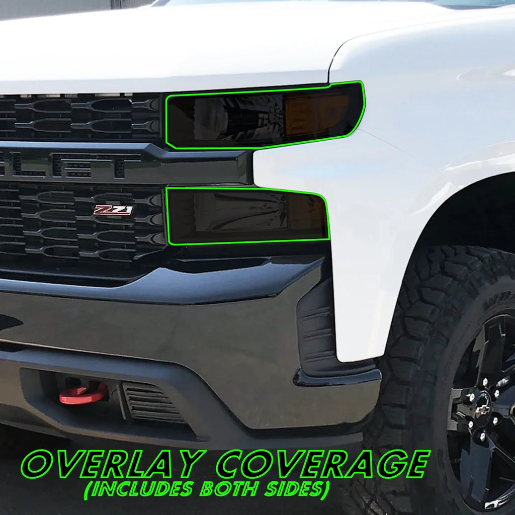 2019-2021 Chevrolet Silverado 1500 Custom Model | Headlight PreCut Tint Overlays