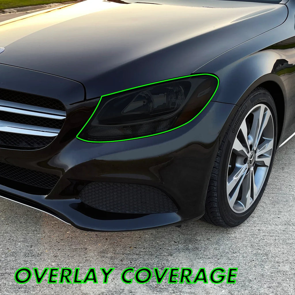 2015-2021 Mercedes C-Class | Headlight PreCut Tint Overlays