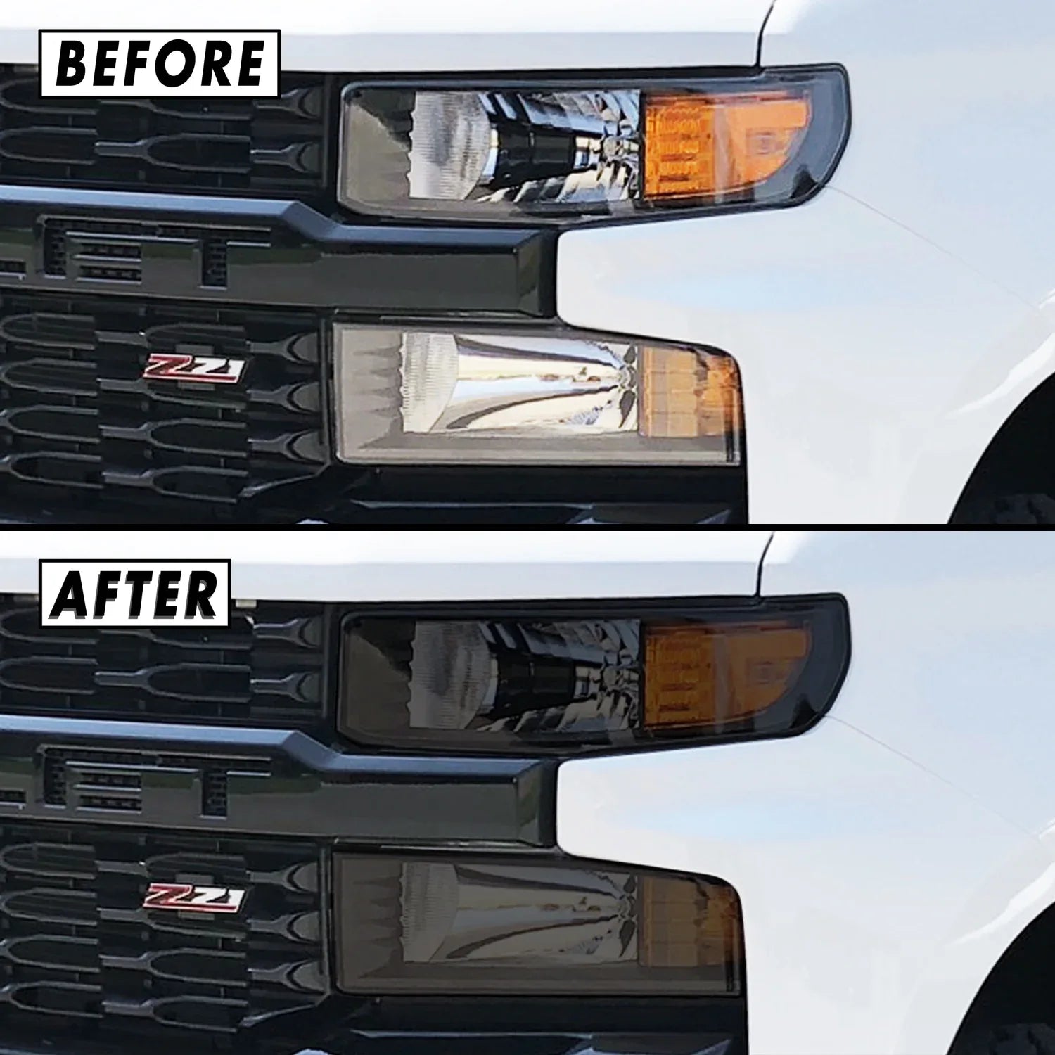 2019-2021 Chevrolet Silverado 1500 Custom Model | Headlight PreCut Tint Overlays