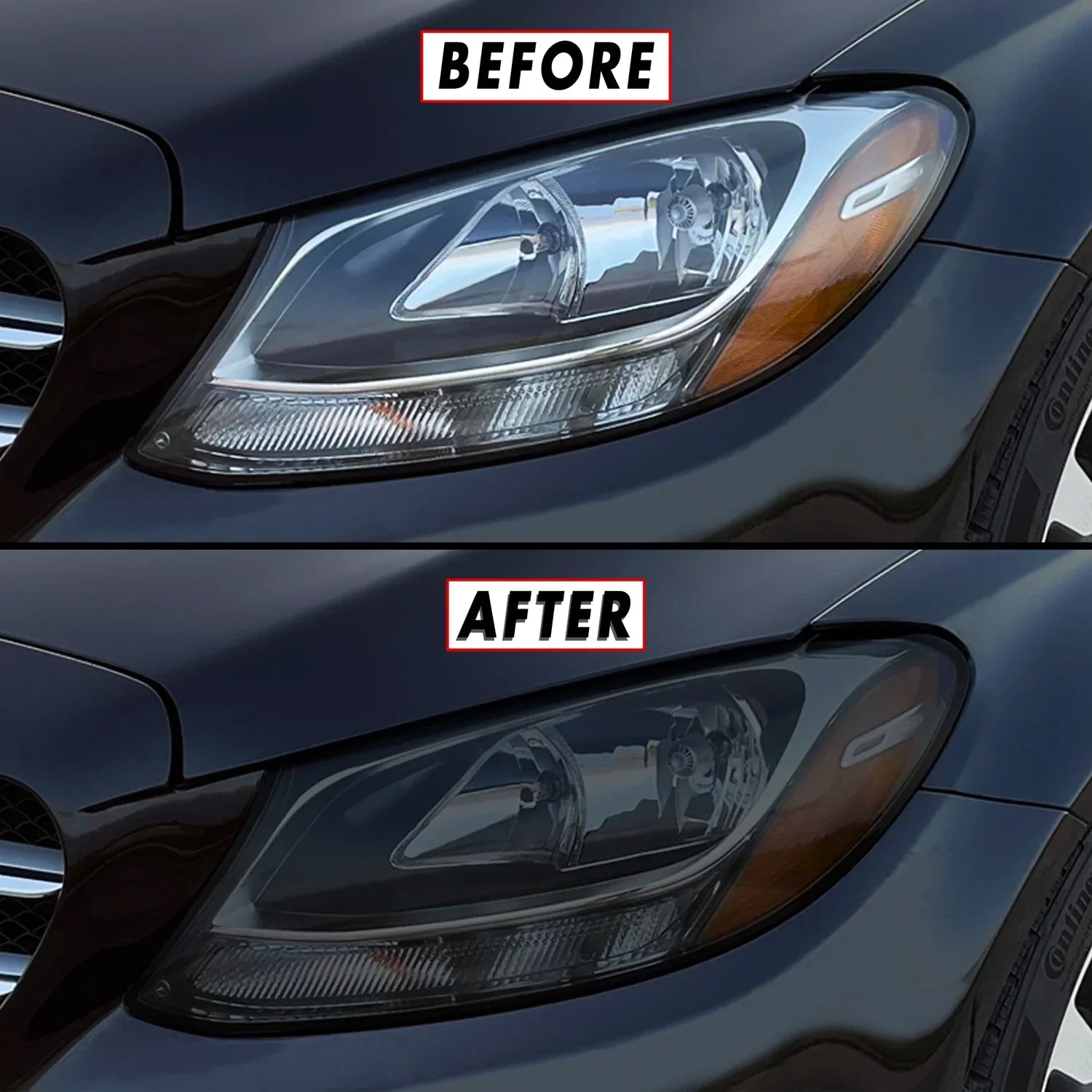2015-2021 Mercedes C-Class | Headlight PreCut Tint Overlays