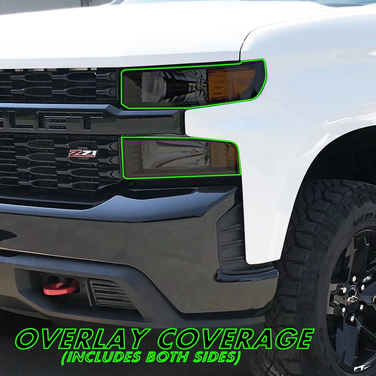 2019-2021 Chevrolet Silverado 1500 Custom Model | Headlight PreCut Tint Overlays