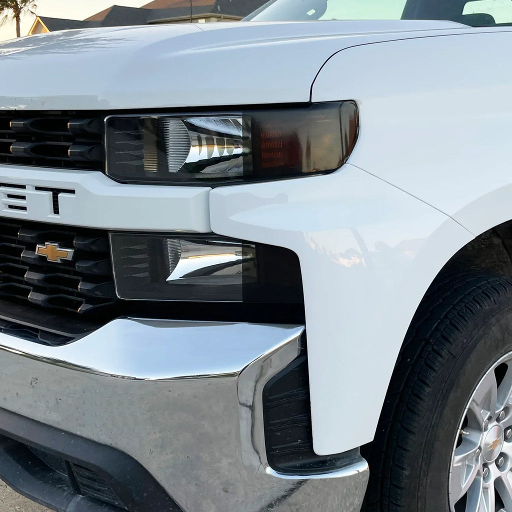 2019-2021 Chevrolet Silverado 1500 Custom Model | Headlight Side Marker PreCut Tint Overlays