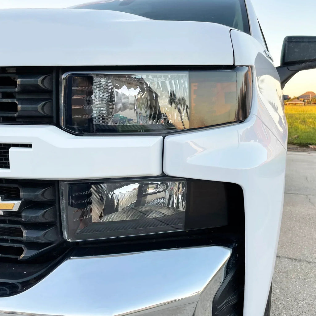 2019-2021 Chevrolet Silverado 1500 Custom Model | Headlight Side Marker PreCut Tint Overlays