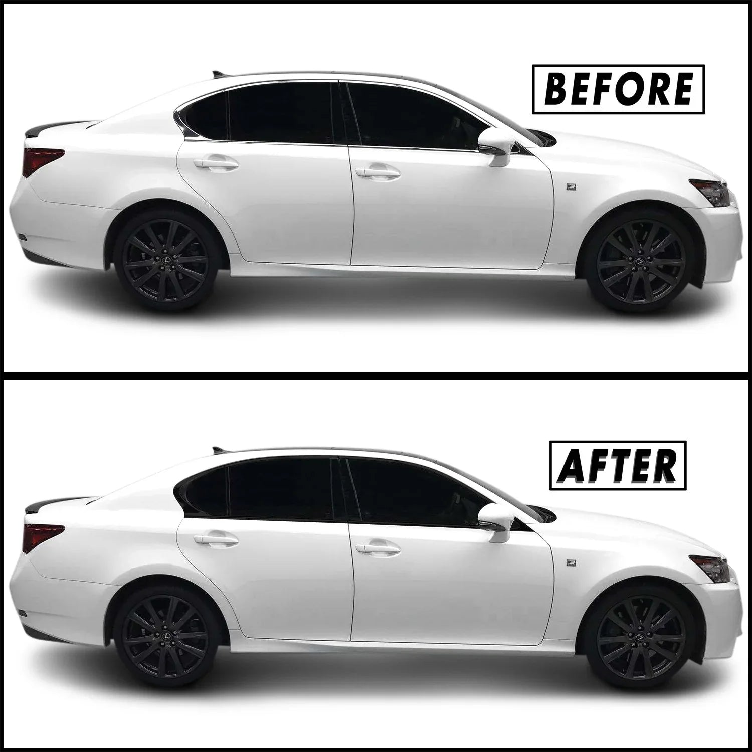 2013-2020 Lexus GS | Window Trim Chrome Delete PreCut Vinyl Wrap