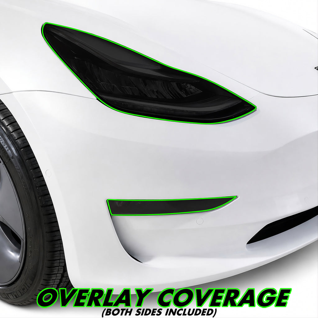2017-2023 Tesla Model 3 | Headlight PreCut Tint Overlays