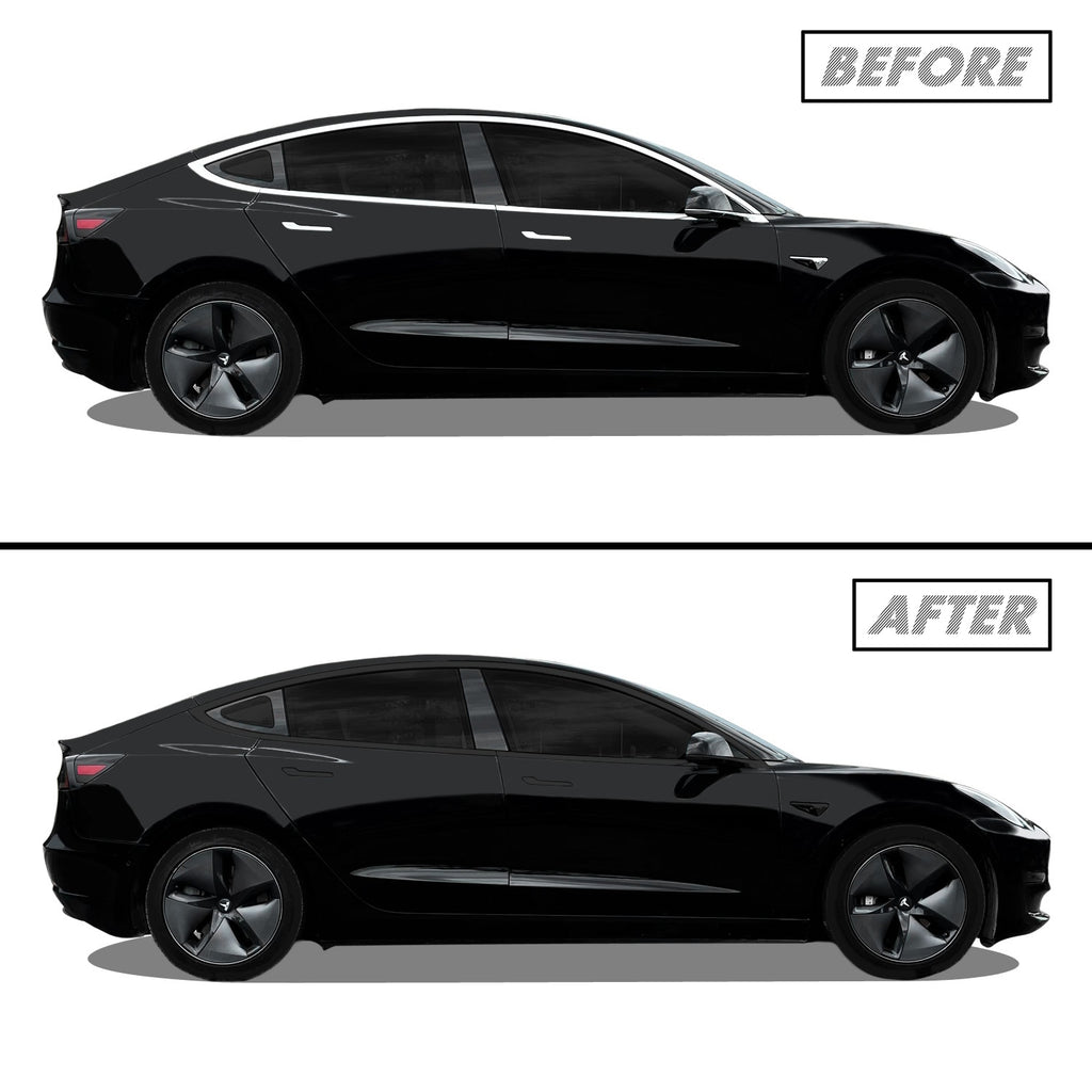 2017-2023 Tesla Model 3 | Window Trim Chrome Delete PreCut Vinyl Wrap
