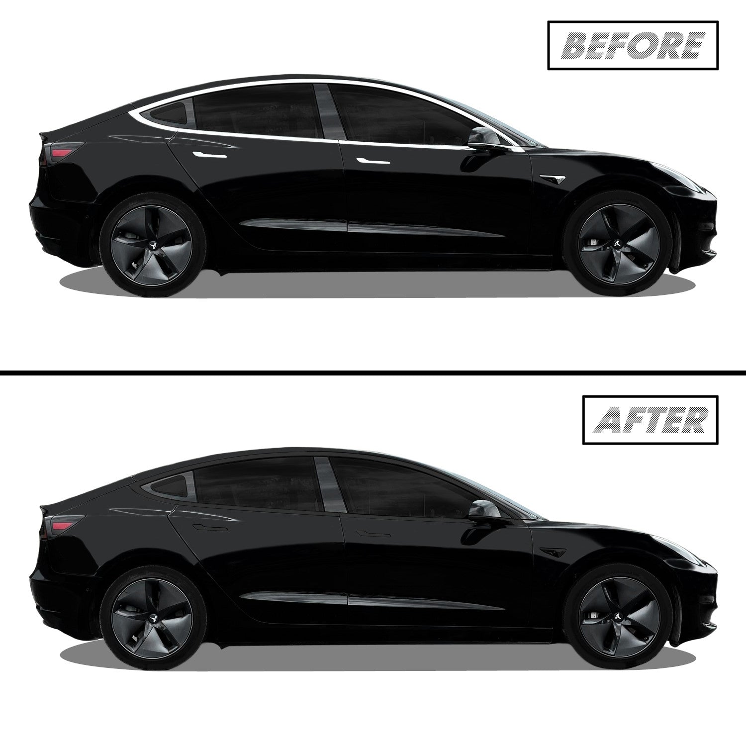 2017-2023 Tesla Model 3 | Window Trim Chrome Delete PreCut Vinyl Wrap