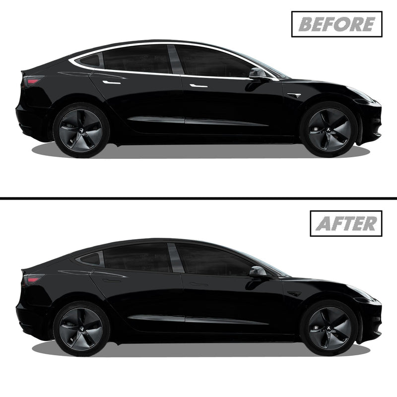 2017-2023 Tesla Model 3 | Window Trim Chrome Delete PreCut Vinyl Wrap