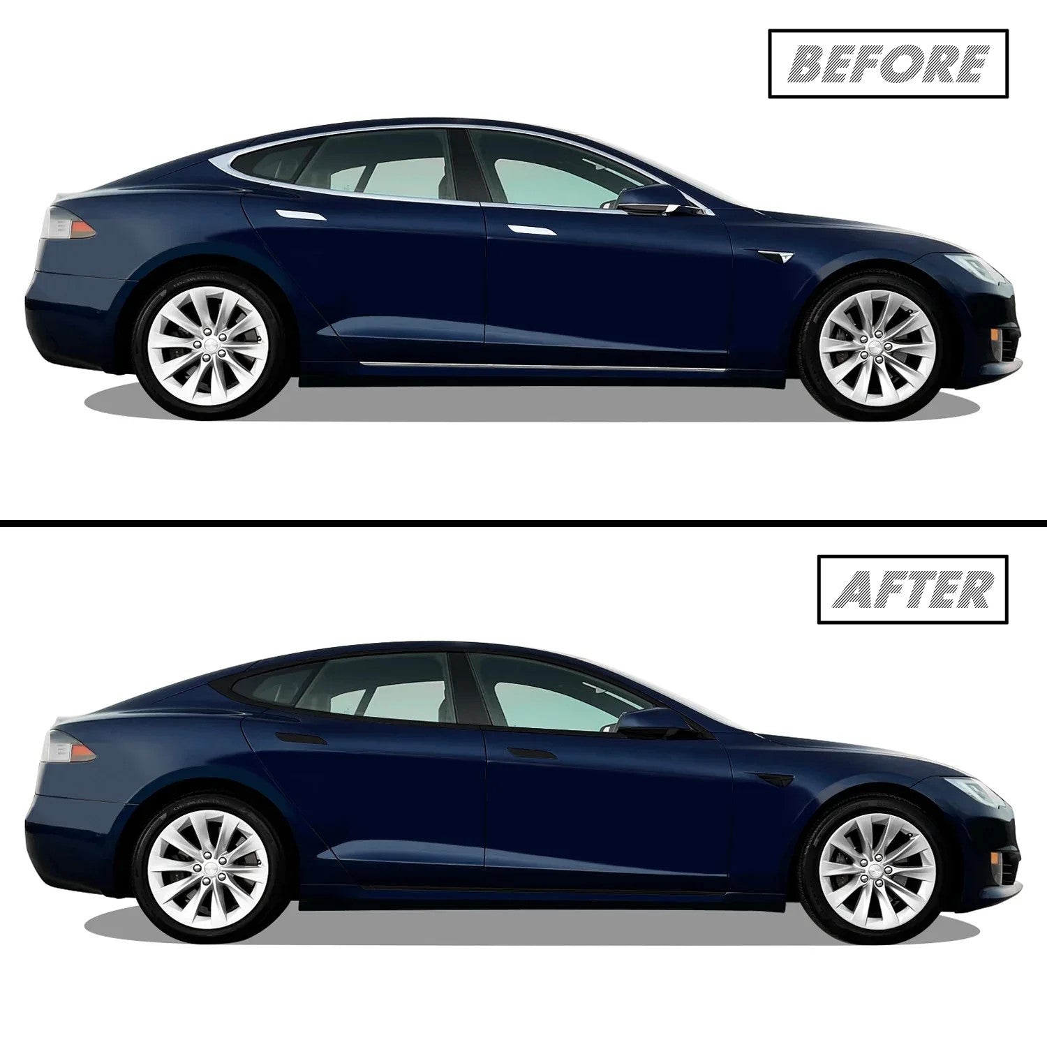 2012-2022 Tesla Model S | Window Trim + All Side Trim Chrome Delete PreCut Vinyl Wrap