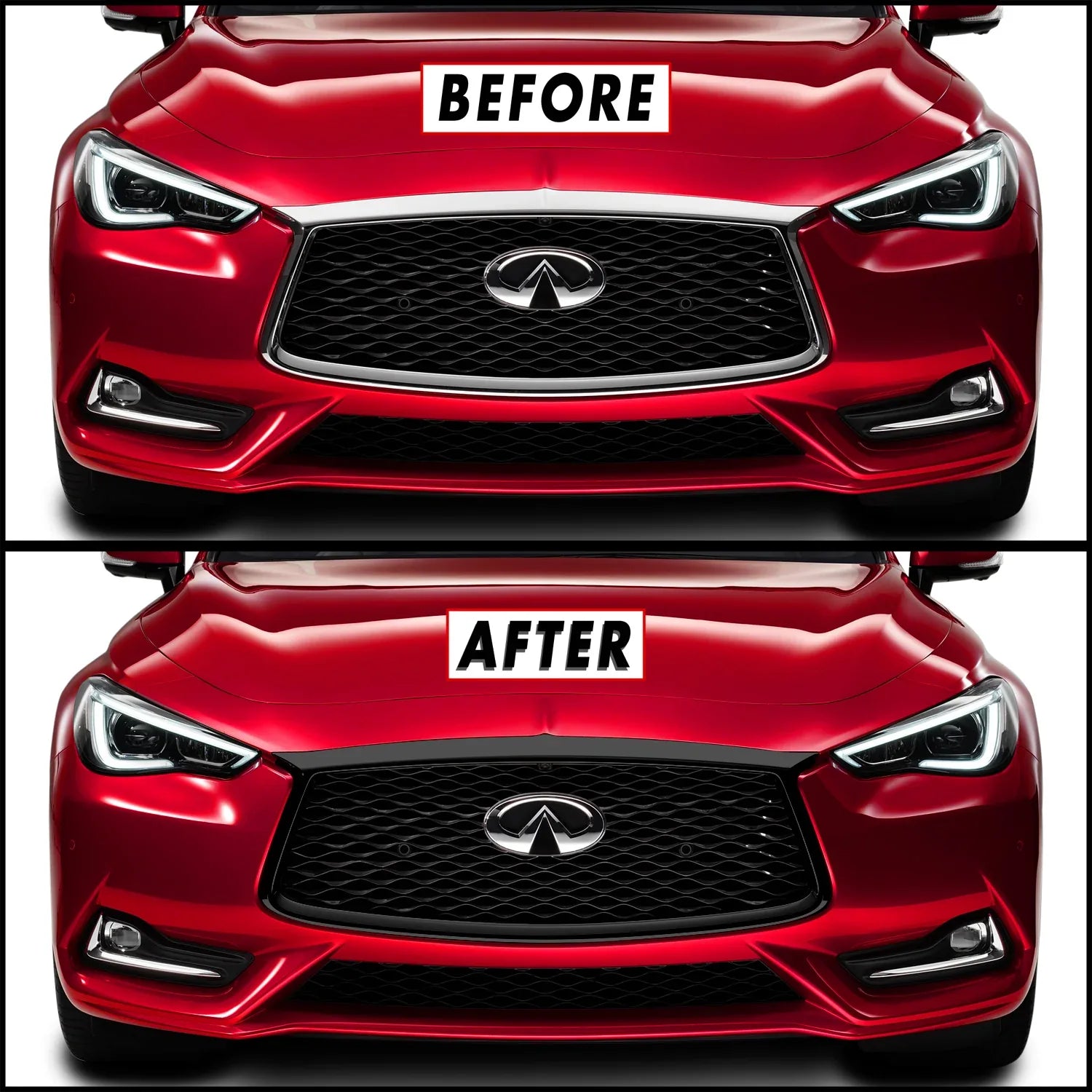 2017-2022 Infiniti Q60 | Front Grill Trim Chrome Delete PreCut Vinyl Wrap