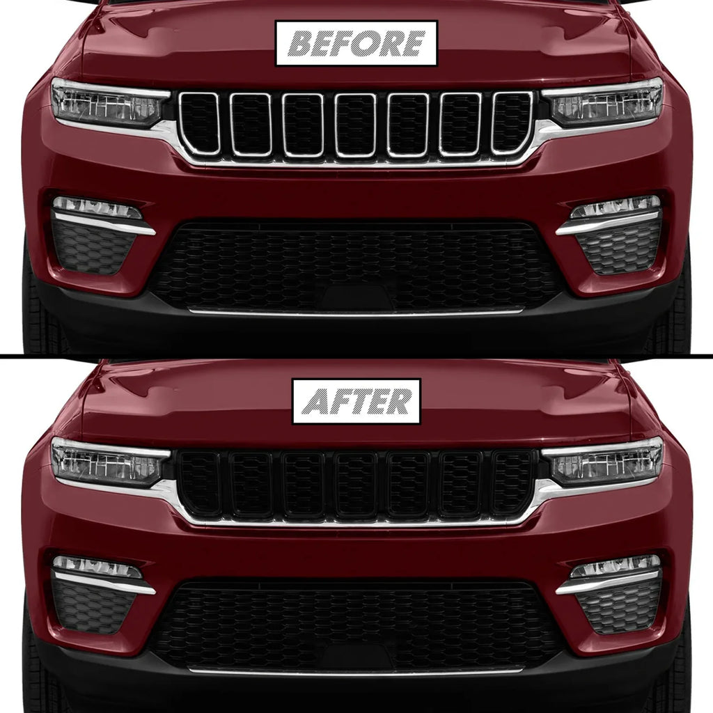 2022-2025 Jeep Grand Cherokee | Upper Front Grill Trim Chrome Delete PreCut Vinyl Wrap