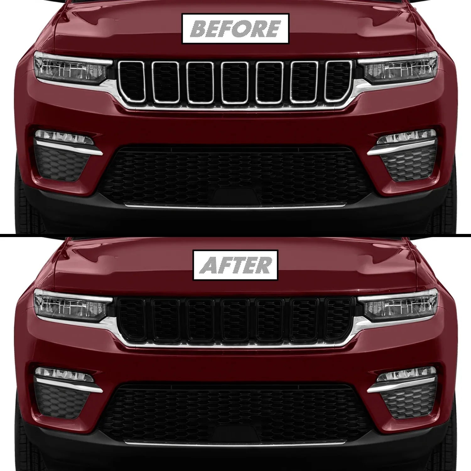 2022-2025 Jeep Grand Cherokee | Upper Front Grill Trim Chrome Delete PreCut Vinyl Wrap