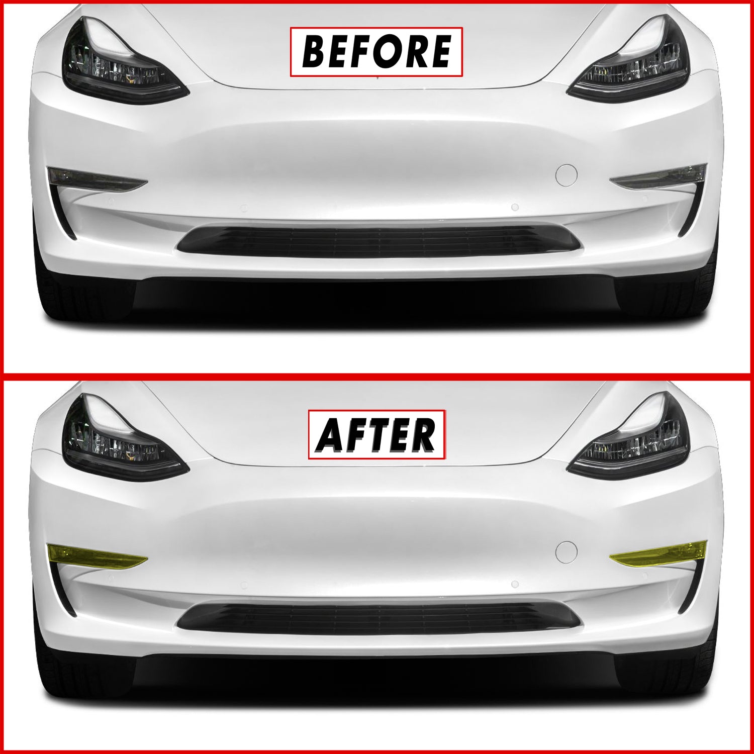 2017 2022 Tesla Model 3 Fog Light Precut Tint Overlays Yellow